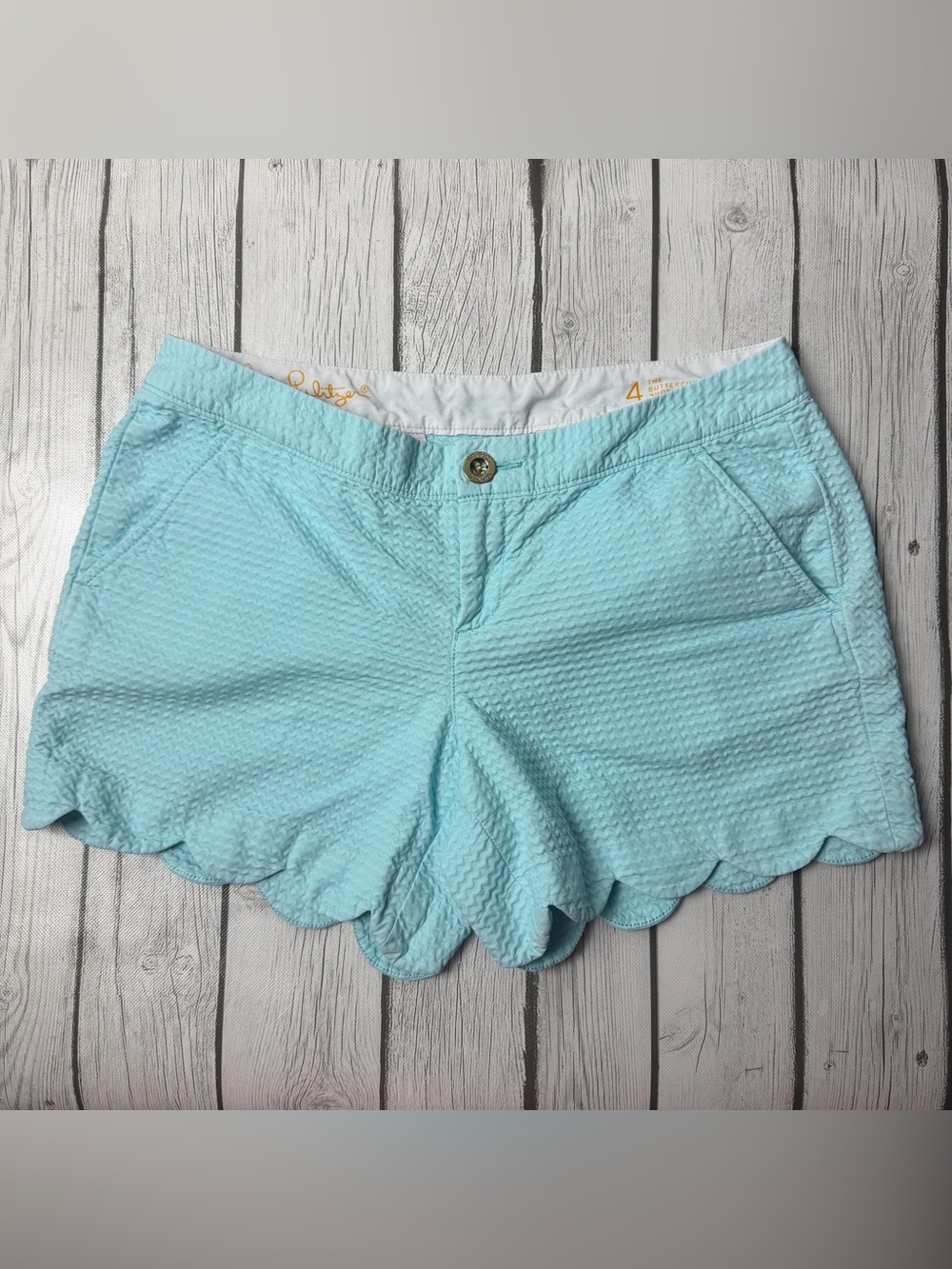 Lilly Pulitzer Women's 4 Buttercup Shorts Jacquard Sea Salt Blue 5" Inseam